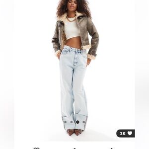 ASOS weekend collective mom jeans with cuff detail